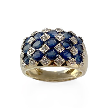 Bague d'occasion or 750 2 tons saphir diamant