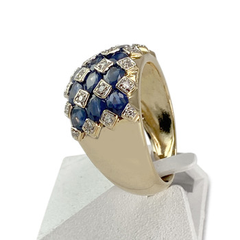 Bague d'occasion or 750 2 tons saphir diamant