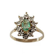 Bague d'occasion or 750 jaune emeraude diamant