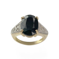 Second-hand gold 750 2-tone sapphire diamond ring