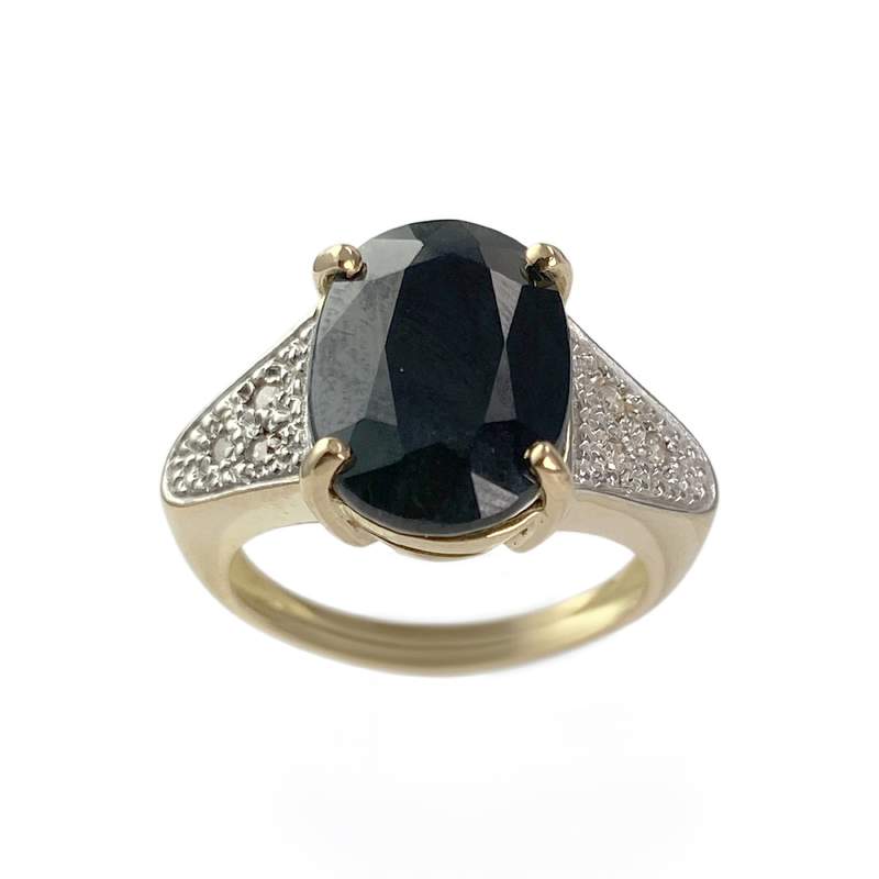 Bague d'occasion or 750 2 tons saphir diamant - vue 1