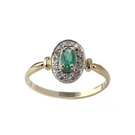 Bague d'occasion or 750 2 ors émeraude diamant