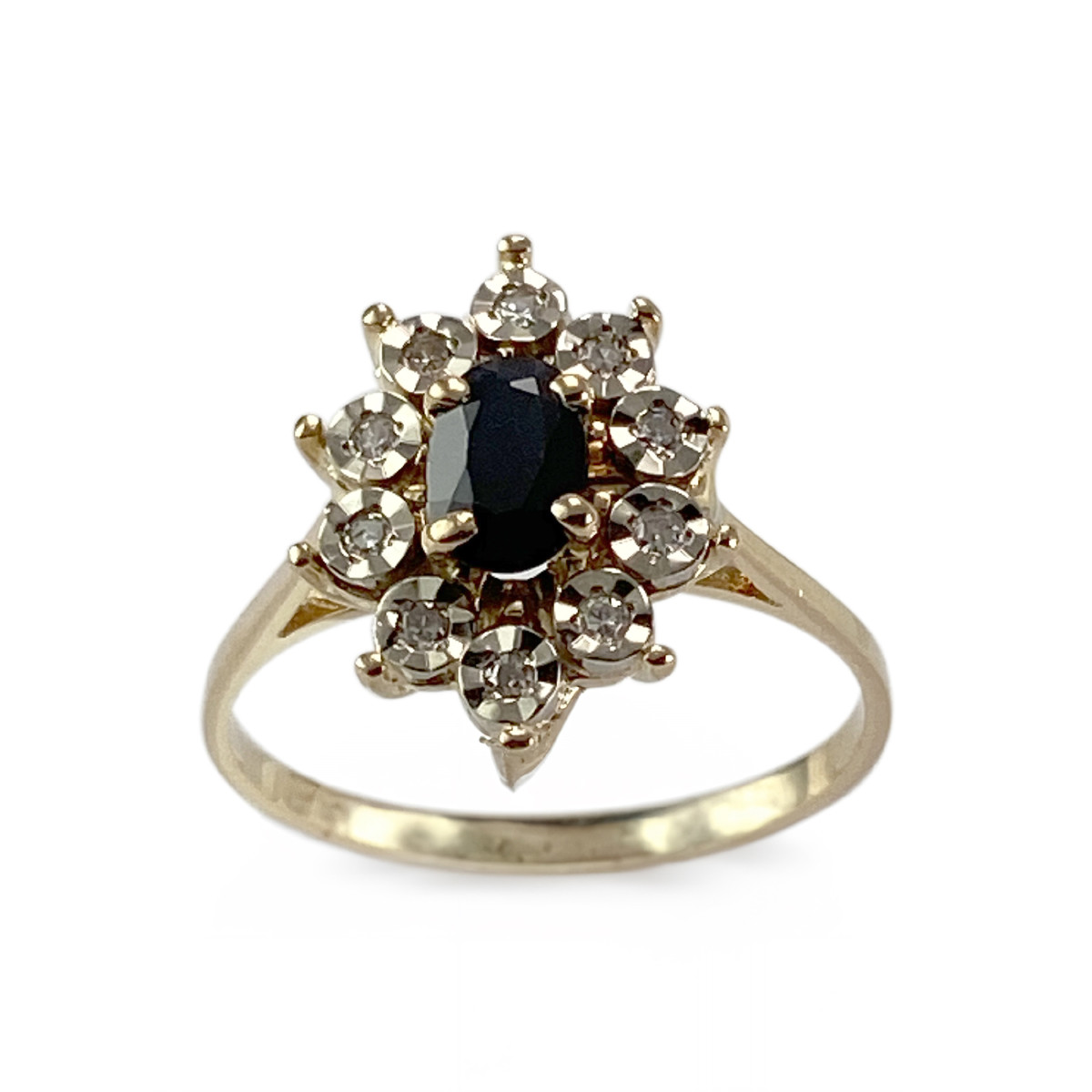 Second-hand gold 750 yellow sapphire diamond ring