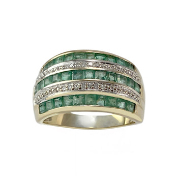 Bague d'occasion or 750 2 tons émeraude diamant