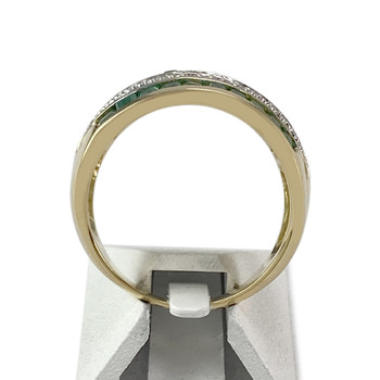 Bague d'occasion or 750 2 tons émeraude diamant