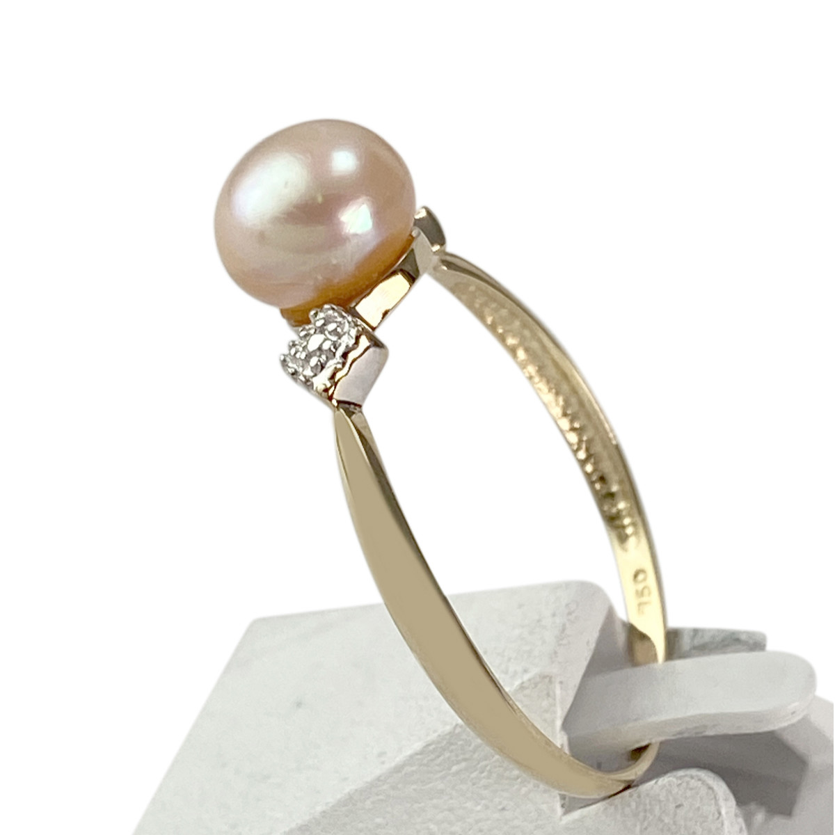 Bague d'occasion or 750 jaune perle de culture - vue 2
