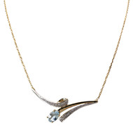 Collier d'occasion or 750 2 tons forcat diamant topaze bleue