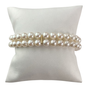 Second hand bracelet 750 yellow gold double row japanese cultured pearl