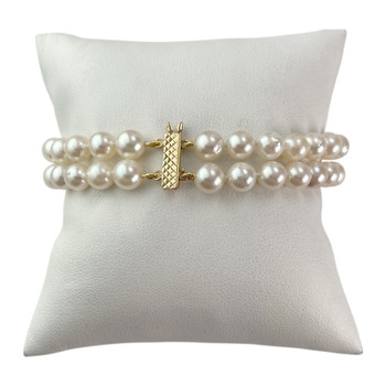 Second hand bracelet 750 yellow gold double row japanese cultured pearl