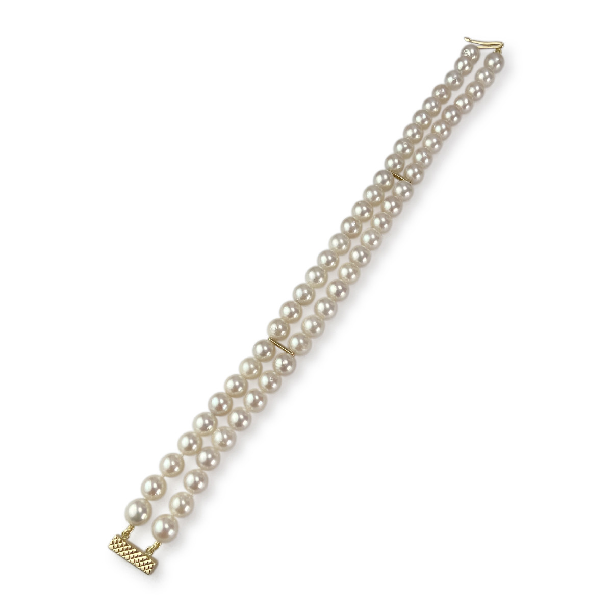 Bracelet d'occasion or 750 jaune double rang perle de culture du japon - vue 3