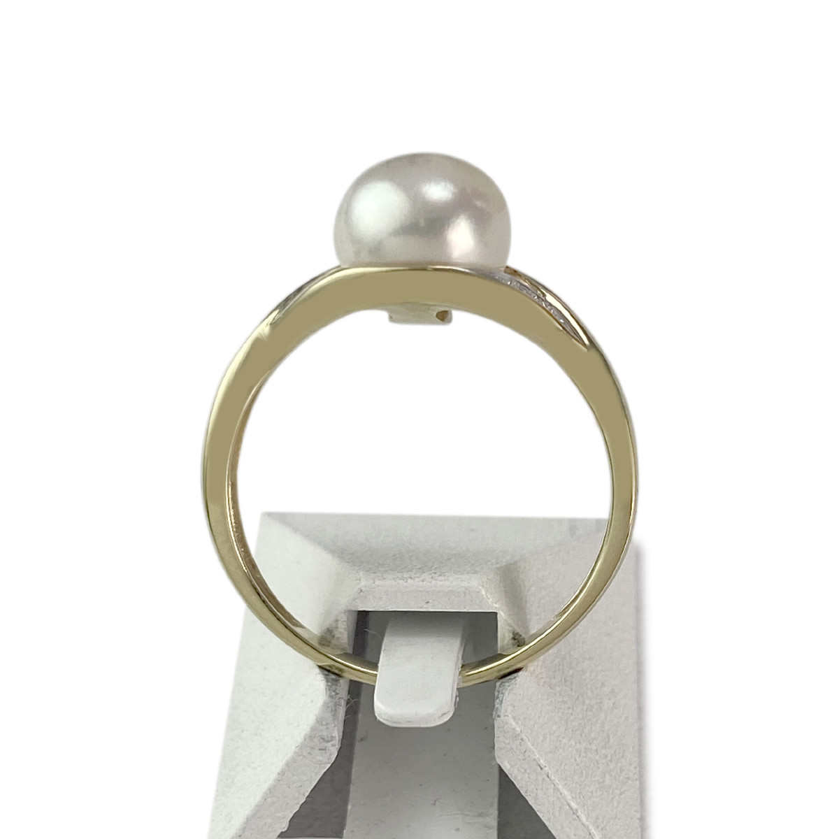 Bague d'occasion or 375 2 tons perle de culture diamant - vue 3