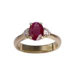 Bague d'occasion or 750 jaune rubis diamant - vue 1