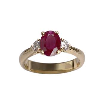 Bague d'occasion or 750 jaune rubis diamant