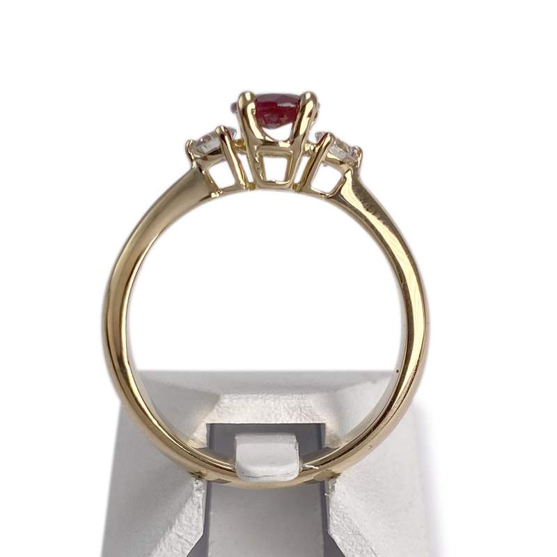 Bague d'occasion or 750 jaune rubis diamant - vue 3