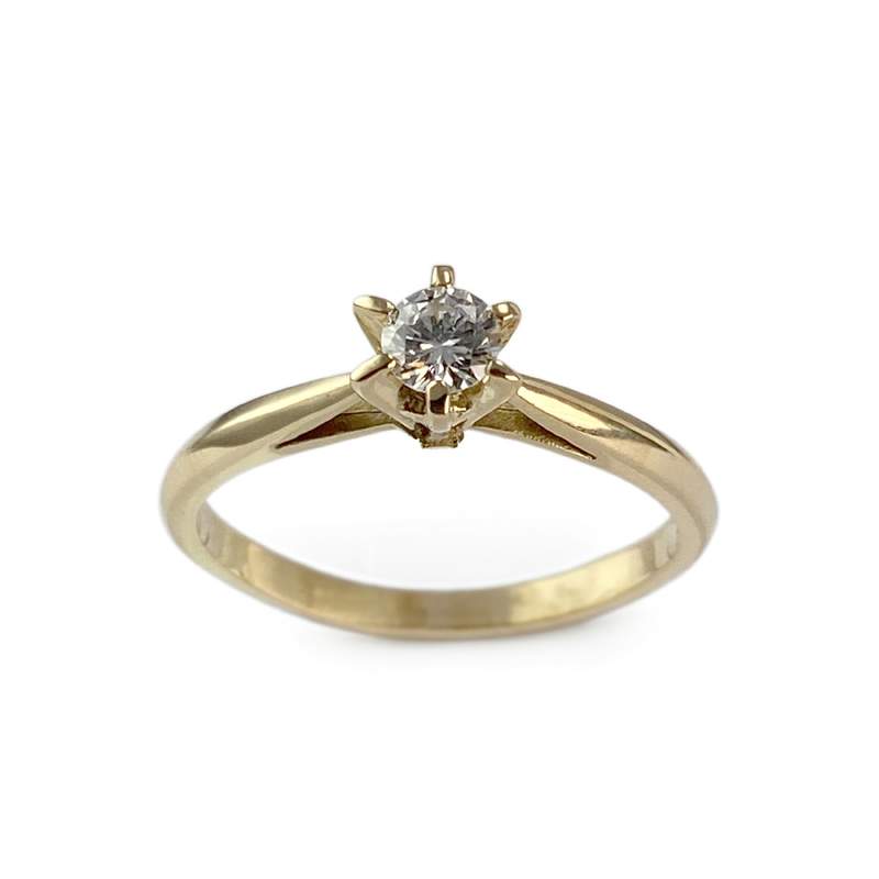 Solitaire d'occasion or 750 jaune diamant - vue 1