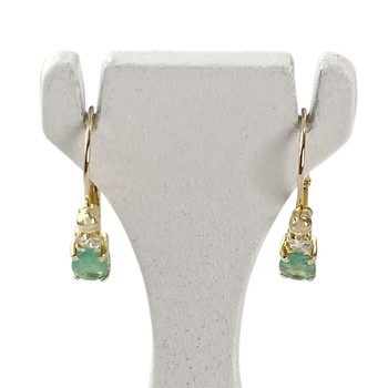 Boucles d'oreilles d'occasion or 750 jaune emeraude oxyde de zirconium