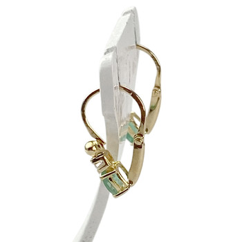 Boucles d'oreilles d'occasion or 750 jaune emeraude oxyde de zirconium