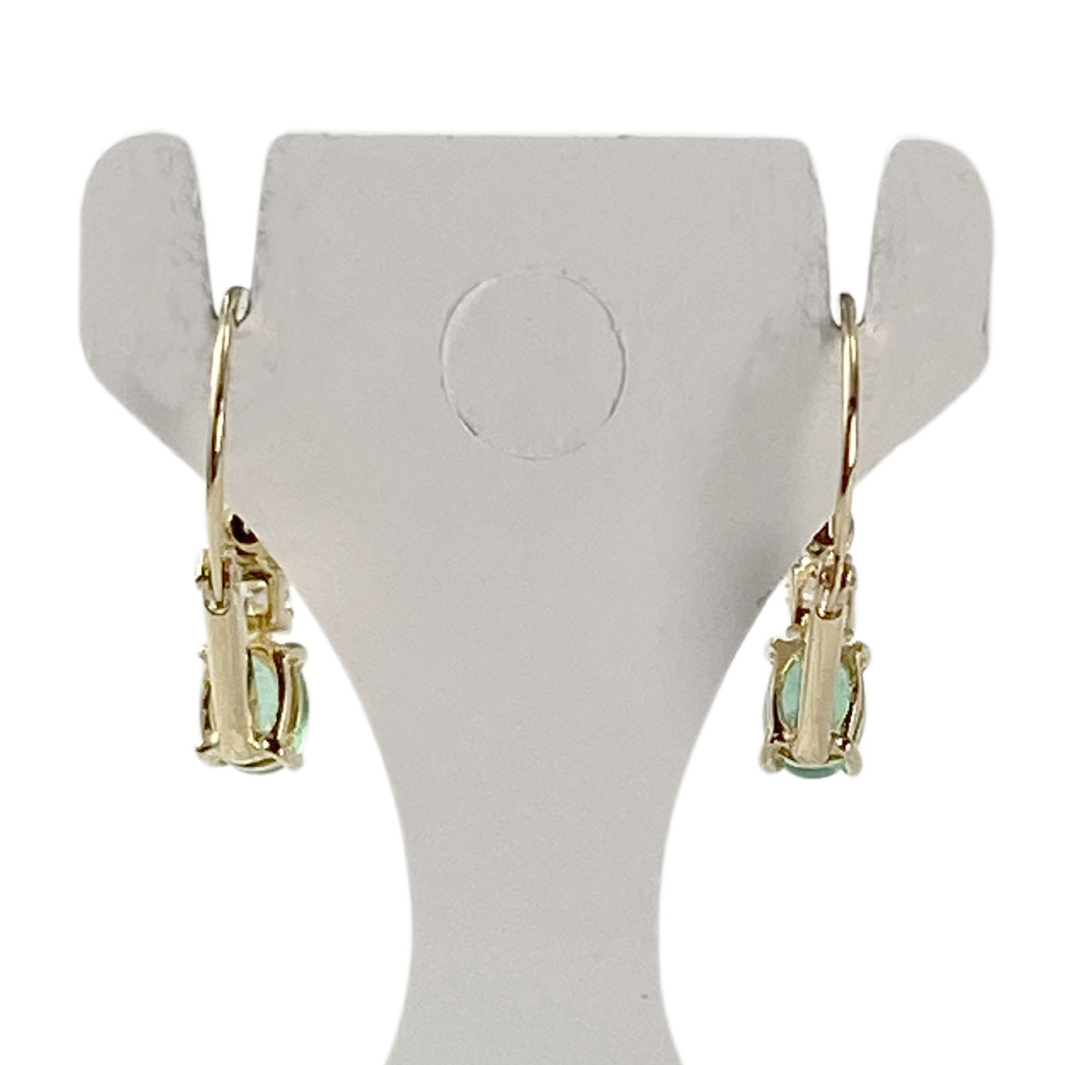 Boucles d'oreilles d'occasion or 750 jaune emeraude oxyde de zirconium - vue 3