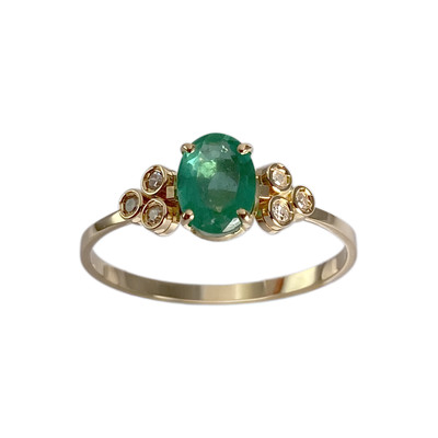 Bague d'occasion or 750 jaune diamant emeraude
