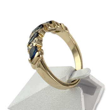 Second-hand gold 750 yellow diamond sapphire ring