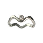 Pre-owned 14K yellow gold ring with synthetic diamond - view 1