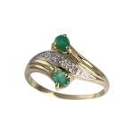 Bague d'occasion or 750 2 tons diamant emeraude - vue 1