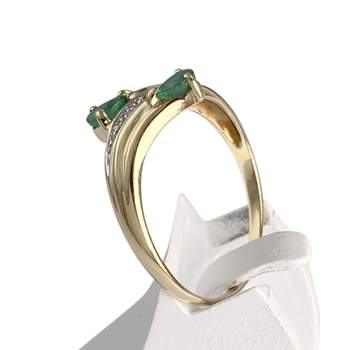 Bague d'occasion or 750 2 tons diamant emeraude