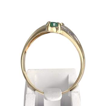 Bague d'occasion or 750 2 tons diamant emeraude