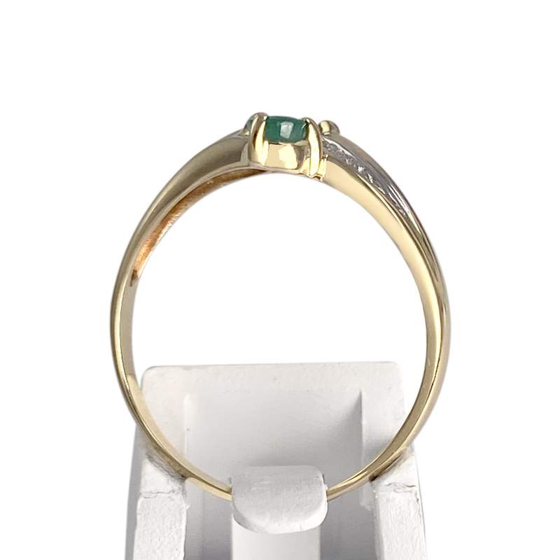Bague d'occasion or 750 2 tons diamant emeraude - vue 3