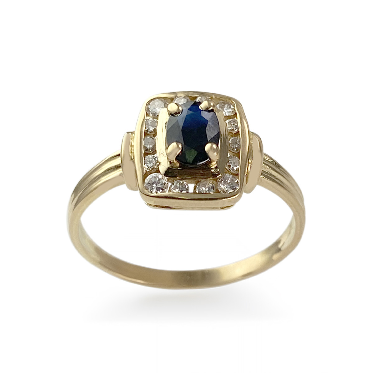Second-hand gold 750 yellow sapphire diamond ring
