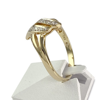 Tweedehands gouden 750 gele diamanten ring