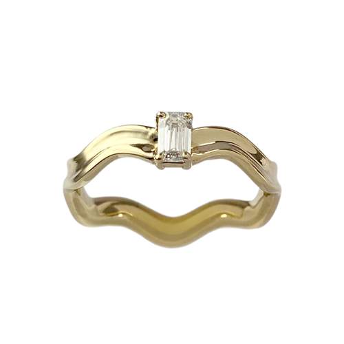 Bague d'occasion or 750 jaune diamant synthetique