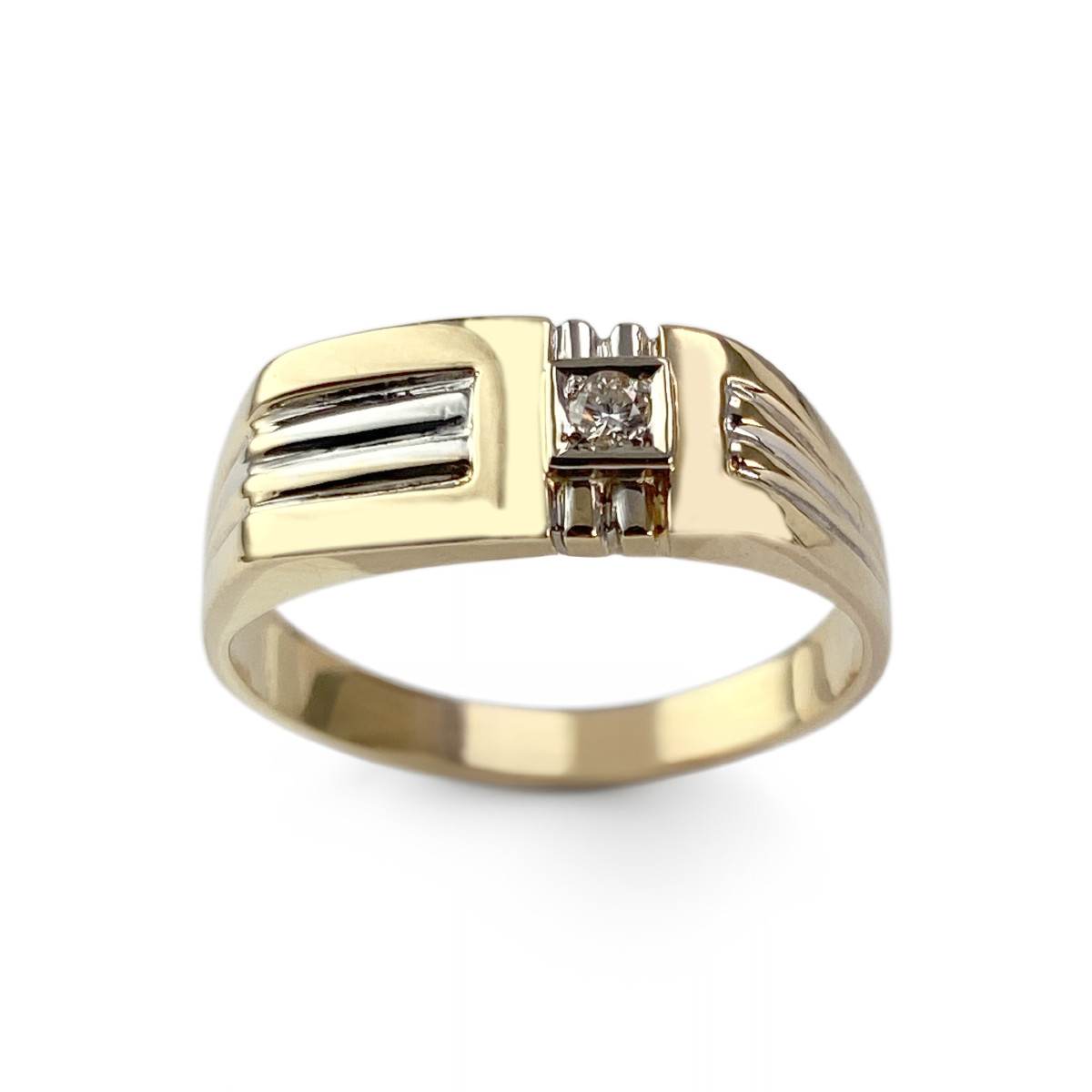 Chevalière d'occasion or 750 jaune diamant