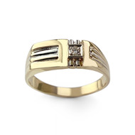 Chevalière d'occasion or 750 jaune diamant