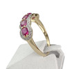 Bague d'occasion or 750 2 tons rubis diamants - vue V2