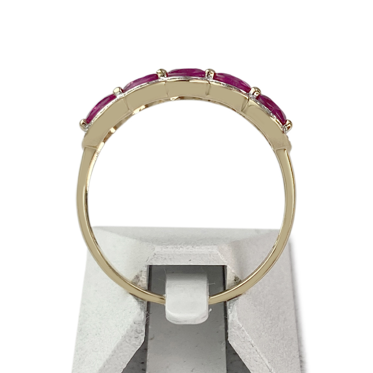 Bague d'occasion or 750 2 tons rubis diamants - vue 3