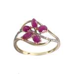 Bague d'occasion or 375 2 tons rubis diamant - vue 1
