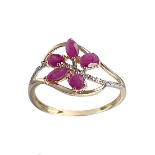 Bague d'occasion or 375 2 tons rubis diamant