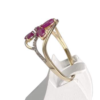 Bague d'occasion or 375 2 tons rubis diamant