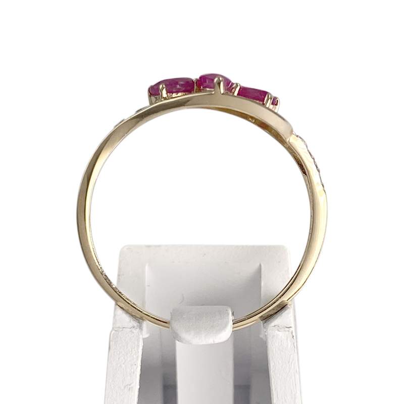 Bague d'occasion or 375 2 tons rubis diamant - vue 3