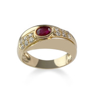 Bague d'occasion or 375 jaune rubis oxyde de zirconium