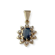 Pendentif d'occasion or 750 jaune diamant saphir