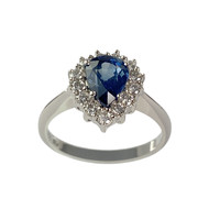 Bague d'occasion or 750 jaune diamant saphir