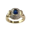 Tweedehands gouden 750 gele saffier diamanten ring - bekijk V1