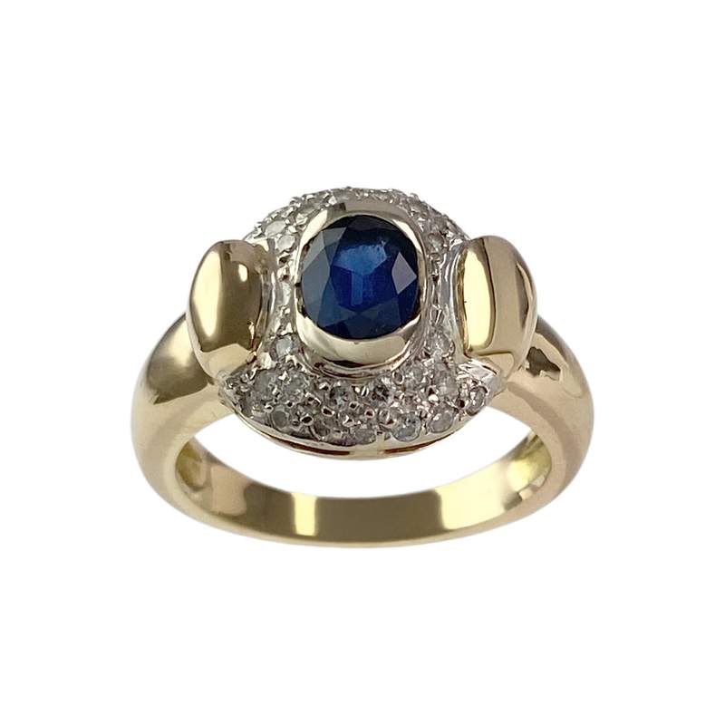 Bague d'occasion or 750 jaune saphir diamant - vue 1