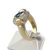 Tweedehands gouden 750 gele saffier diamanten ring - vue V2