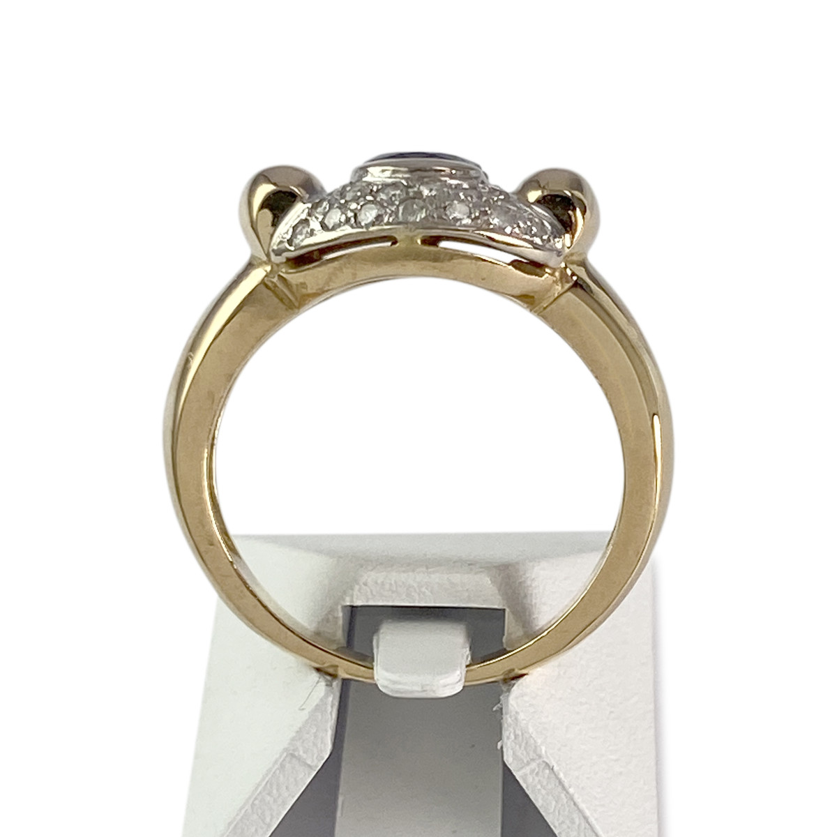 Tweedehands gouden 750 gele saffier diamanten ring - bekijk 3