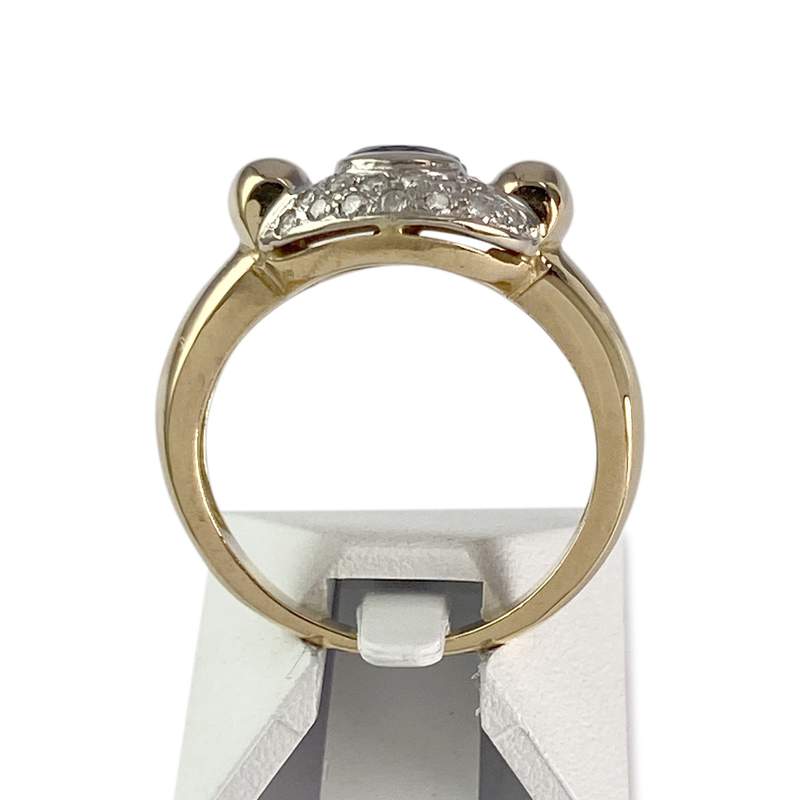 Bague d'occasion or 750 jaune saphir diamant - vue 3