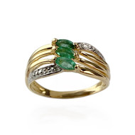 Bague d'occasion or 750 jaune emeraude diamant
