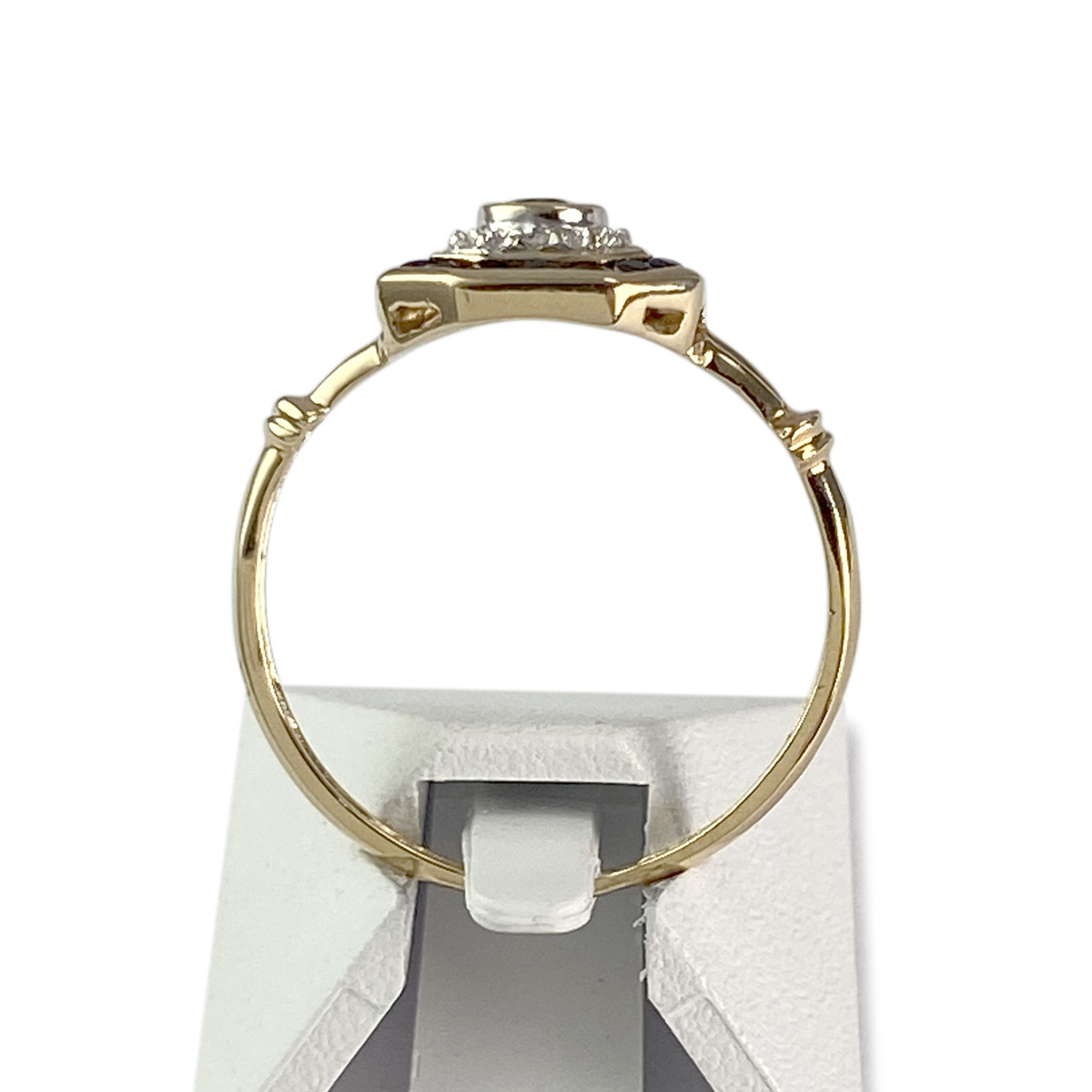 Bague d'occasion or 750 jaune saphir diamant - vue 3